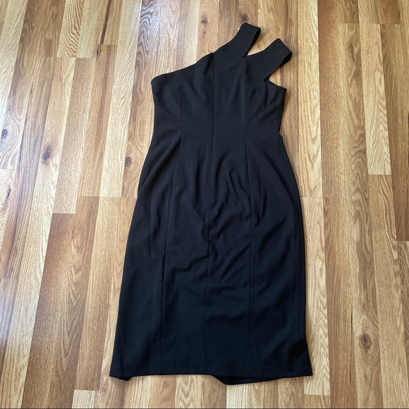 NWT Maggy London Black One Shoulder Sheath Dress sz 8 - Picture 9 of 10